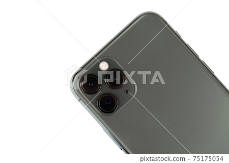 Smartphone with three cameras on a white background. Smartphone with three cameras on a white background. 75175054