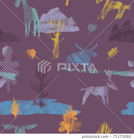 Vector abstract seamless pattern with natural... - Stock Illustration ...