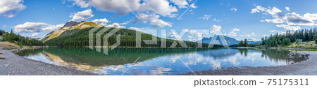Two Jack Lake panorama view in summer day. Banff National Park, Canadian Rockies, Alberta, Canada. 75175311