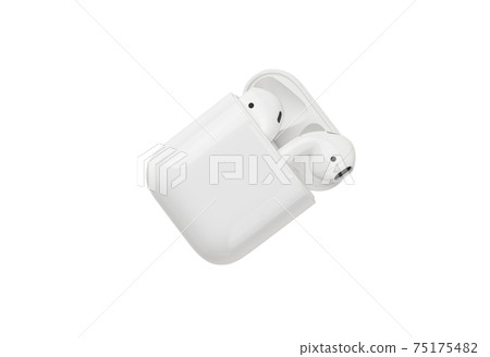 Wireless headphones on a white background. Wireless headset isolated on white. Wireless headphones on a white background. Wireless headset isolated on white. 75175482