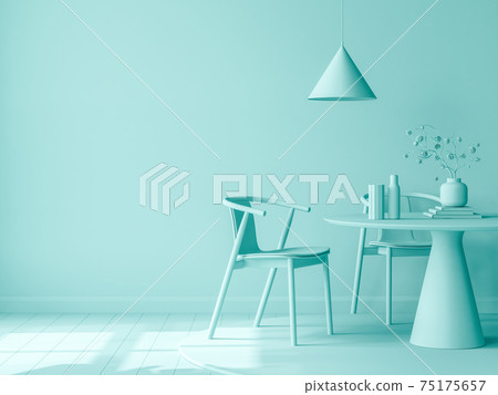 Minimalist blue Interior of modern living room 3D rendering 75175657