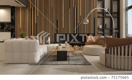 Minimalist Interior of modern living room 3D rendering 75175665