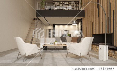 Minimalist Interior of modern living room 3D rendering Minimalist Interior of modern living room 3D rendering 75175667