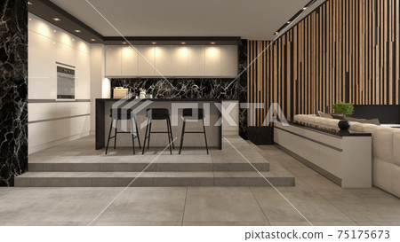 Minimalist Interior of modern living room 3D rendering 75175673