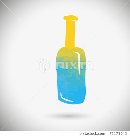 A multi-colored bottle of wine. Vector illustration 75175943