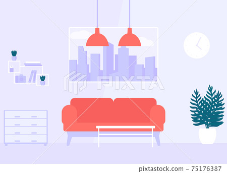modern interior, sofa, plants in the living room modern interior, sofa, plants in the living room 75176387