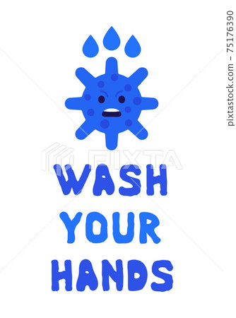 Wash your hands poster with virus, vector 75176390
