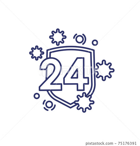 24 hours virus protection line icon, vector 24 hours virus protection line icon, vector 75176391