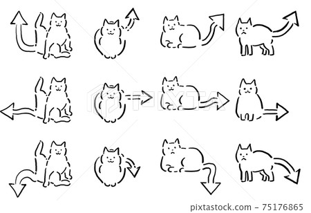 Relaxing cat tail arrow set hand-painted line art color 75176865