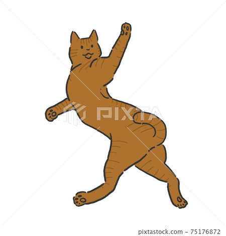 Relaxing cat hand-painted line art color 75176872