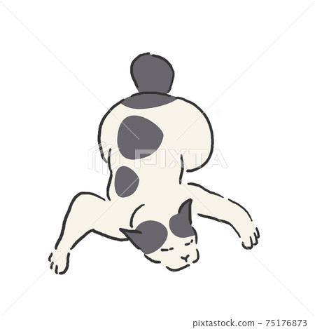 Relaxing cat hand-painted line art color 75176873