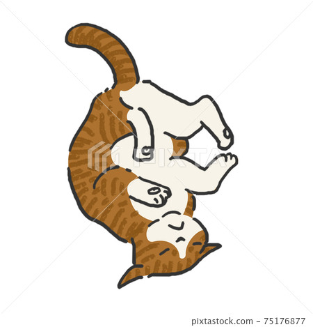 Relaxing cat hand-painted line art color Relaxing cat hand-painted line art color 75176877