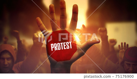 Protest - Crowd of Diverse People on Demonstration. 75176900