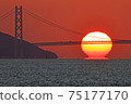 Dharma sunset over Akashi Kaikyo Bridge 75177170