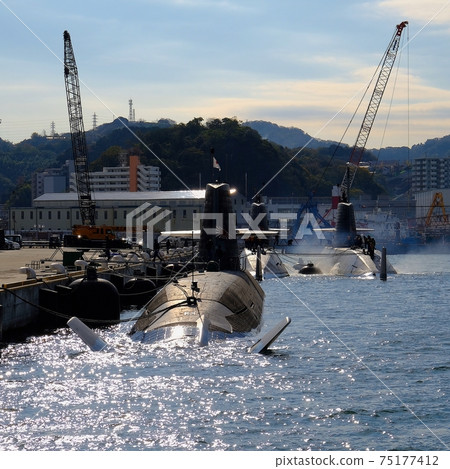 Yokosuka Port Submarine Fleet near departure 75177412