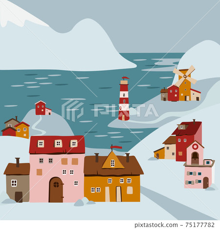 winter city architecture seaside resort highlands snowy winter city architecture seaside resort highlands snowy 75177782