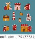 set different buildings ancient city architecture vector 75177784