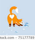 fox heart sniffs flower snowdrop paw prints 75177789