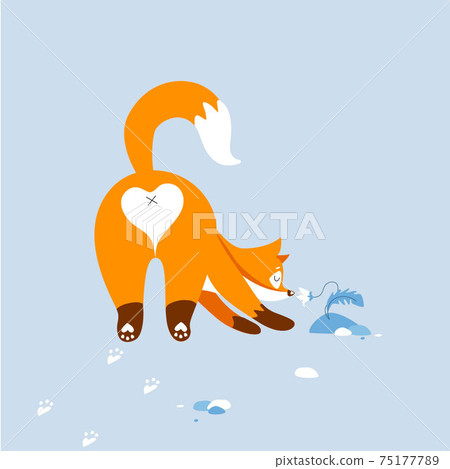 fox heart sniffs flower snowdrop paw prints fox heart sniffs flower snowdrop paw prints 75177789