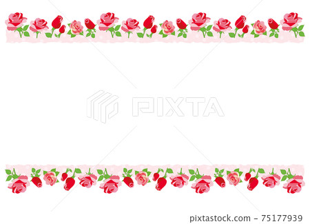 紅玫瑰花線框背景素材明信片 75177939