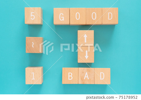 Evaluation, feedback | "1" "~" "5" "GOOD" "BAD" and arrow building blocks Evaluation, feedback | "1" "~" "5" "GOOD" "BAD" and arrow building blocks 75178952