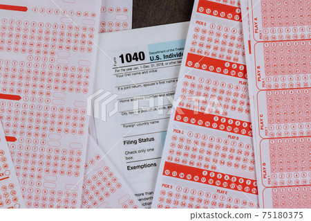 Payment taxes of win government lottery with pay tax day in application 1040 form 75180375