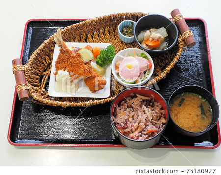 Fisherman and farmer's kitchen in Mihara Shinmei no Sato Roadside Station Kitchen Rumada's daily set meal 75180927