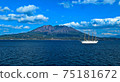 Sakurajima, the sea and the sailing ship 75181672