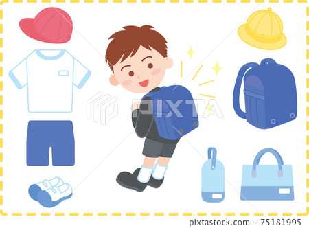 A child carrying a school bag and preparations for elementary school entrance 75181995