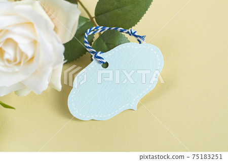Yellow background and white rose tag image Yellow background and white rose tag image 75183251