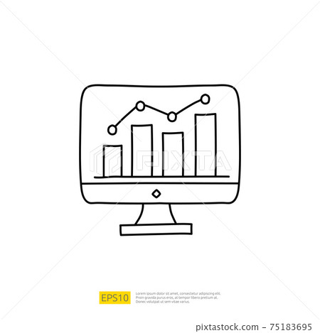data collection and analysis concept doodle linear icon with graphic chart on pc screen monitor. Statistics science technology, machine learning process related for business strategy illustration data collection and analysis concept doodle linear icon with graphic chart on pc screen monitor. Statistics science technology, machine learning process related for business strategy illustration 75183695
