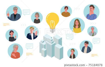 通訊業務概念建築物和人的插圖 75184078