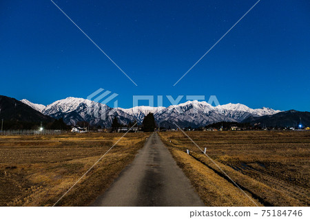 Moonlit Night Northern Alps (from Omachi City, Nagano Prefecture) 75184746