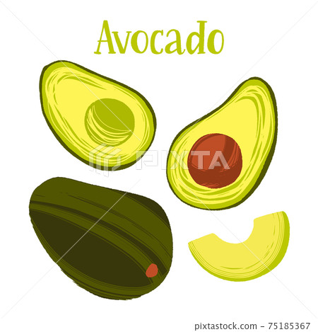 Healthy nutrition product. Avocado whole and sliced fruits. 75185367