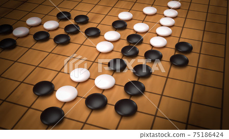 Go abstract strategy board game for two players image 3d rendering. Go abstract strategy board game for two players image 3d rendering. 75186424