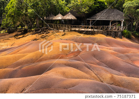 Seven colored lands on the island of Mauritius, nature reserve, Chamarelle Seven colored lands on the island of Mauritius, nature reserve, Chamarelle 75187371