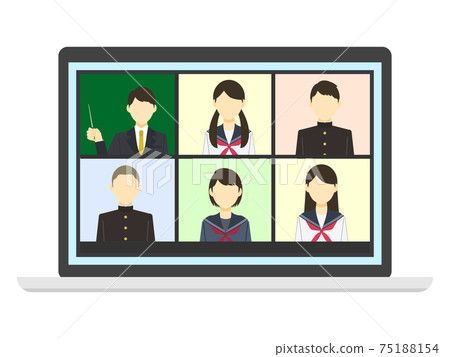 Image of taking online lessons on a laptop Image of taking online lessons on a laptop 75188154