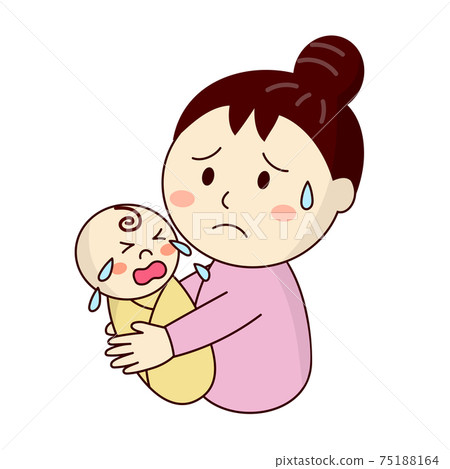 媽媽在哭一個嬰兒的麻煩 75188164