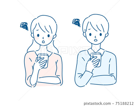 Illustrations of men and women who keep in touch with smartphones Illustrations of men and women who keep in touch with smartphones 75188212