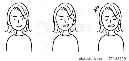 女性半身人臉變異微笑 75188539