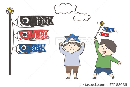 Children's Day carp streamer and boy Children's Day carp streamer and boy 75188686