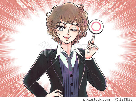 復古女孩卡通風格,面帶笑容的男孩,與圓的鈔票,集中線 復古女孩卡通風格,面帶笑容的男孩,與圓的鈔票,集中線 75188933