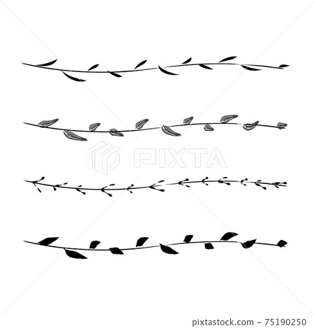 Handwritten style decorative line set with the image of natural plants 75190250
