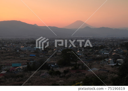 Sunset from the viewing platform of Soga Umebayashi, Odawara Mt. Fuji and plums 75190819