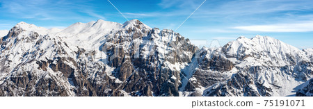 Mountain Range of Monte Carega in Winter with Snow - Small Dolomites Italy 75191071