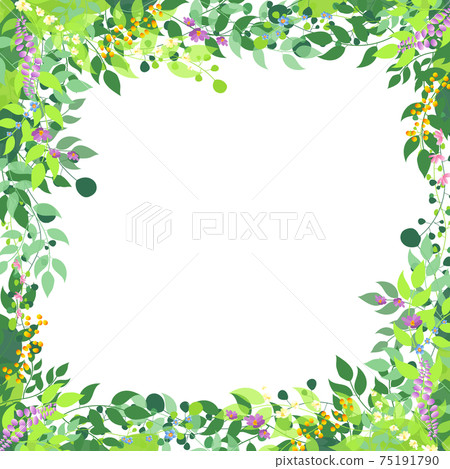 簡單的新鮮綠色框背景_與花_變化 75191790