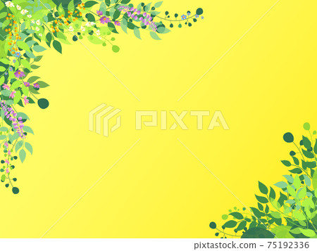 簡單的新鮮綠色框架背景_黃色_與花_有變化 75192336