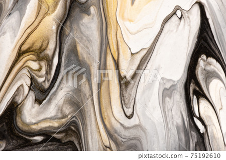 Abstract fluid art background black and white colors. Liquid marble. 75192610