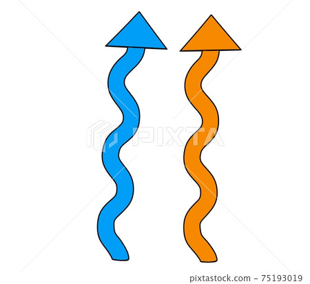 藍色和紅色的Kunekune道路箭頭“與黑部” 75193019