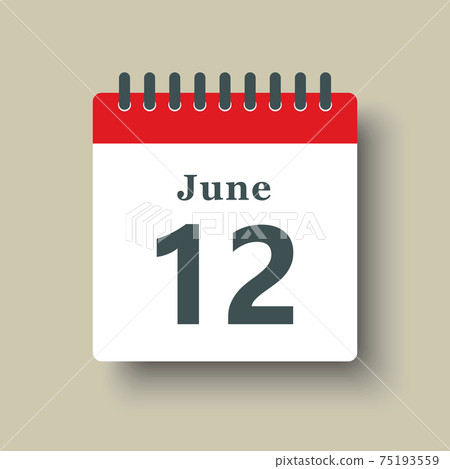 Icon day date 12 June, template calendar page Icon day date 12 June, template calendar page 75193559